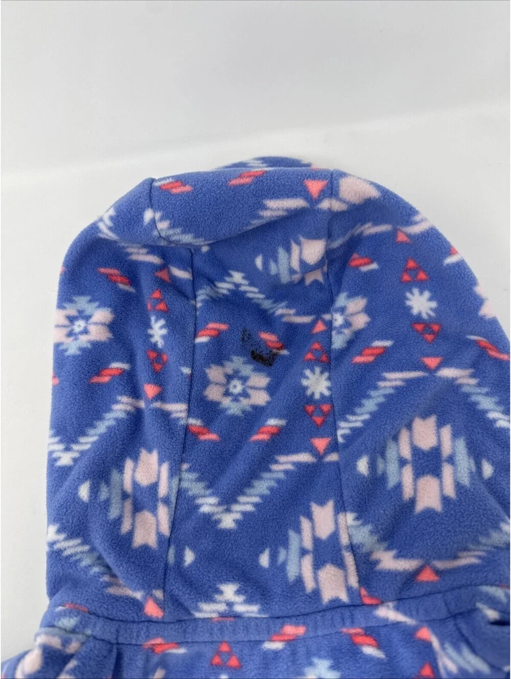 Carters 12 Blue Pink Fair Isle Fleece Hooded Jumpsuit One Piece Pram Zip Up